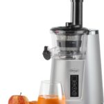 Omega Juicer Cold Press 365 Vertical 65 RPM Slow Masticating Compact Extractor for Fruits and Vegetables with 3 Stage Auger & BPA-Free Container, 150-Watts, Silver