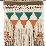 Primitives by Kathy Bohemia Style Woven Wall Hanging, Handmade Cotton Fringe Tassel Banner with Copper Hanging Rod, Bohemian Decor for Apartment, Dorm, Living Room, Bedroom, Baby Nursery, 14″W x 24″L