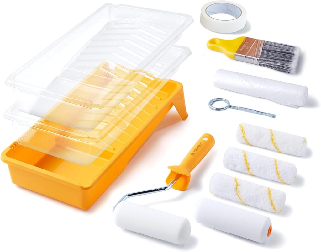VOOMEY Paint Roller 4 inch with Small Foam Roller Paint,13-Piece Mini Paint Roller Kit, 4″ Microfiber Paint Rollers, Roller Paint Brush, Paint Tray with Liners, Perfect for DIY & House Painting