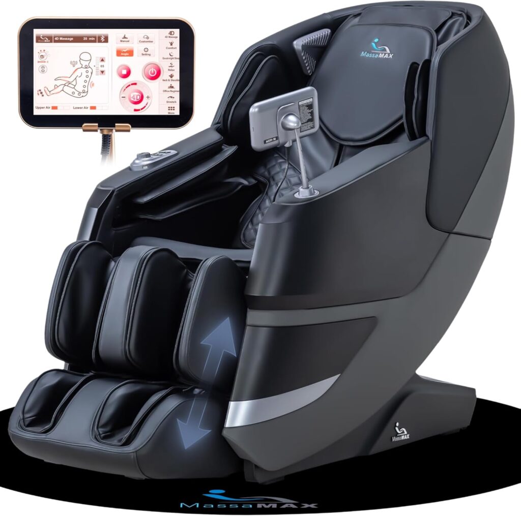 MassaMAX MT339 4D Massage Chair, Full Body Shiatsu Recliner with Auto Extendable Footrest, Zero Gravity, SL Track, Deep Yoga Stretch,15 Modes, AI Voice Control, Foot Rollers, and Heating (Deep Black)