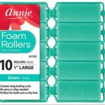 Annie Classic Foam Cushion Rollers #1053, 10 Count Green Large 1 Inch