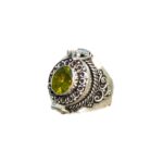 Faceted Peridot Poison Box Ring Green Peridot Gemstone Locket Ring Openable Box Ring Artisan Design Ring Pillbox Ring August Birthstone Ring Vintage Poison Ring Natural Peridot Jewelry