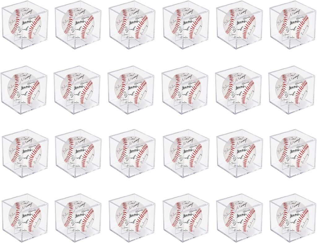 24Pack Acrylic Baseball Case for Display, UV Protected Baseball Display Cube, Autographed Baseball Clear Display Case, Baseball Display Case for Memorabilia Baseball