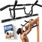 DMoose Fitness Pull Up Bar for Doorway – Upto 250 Lbs Capacity, No Screwing or Slipping, Hanging Pullup & Chin Up Bar for Door Frame – Multi Padded Grips for Strength Training with Installation Guide