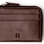 RFID Blocking Zipper Wallet, Slim Business Card Holder, Men & Women, Handcrafted Full-Grain Leather, Gift Box & Pouch, Christmas & Birthday, Brown