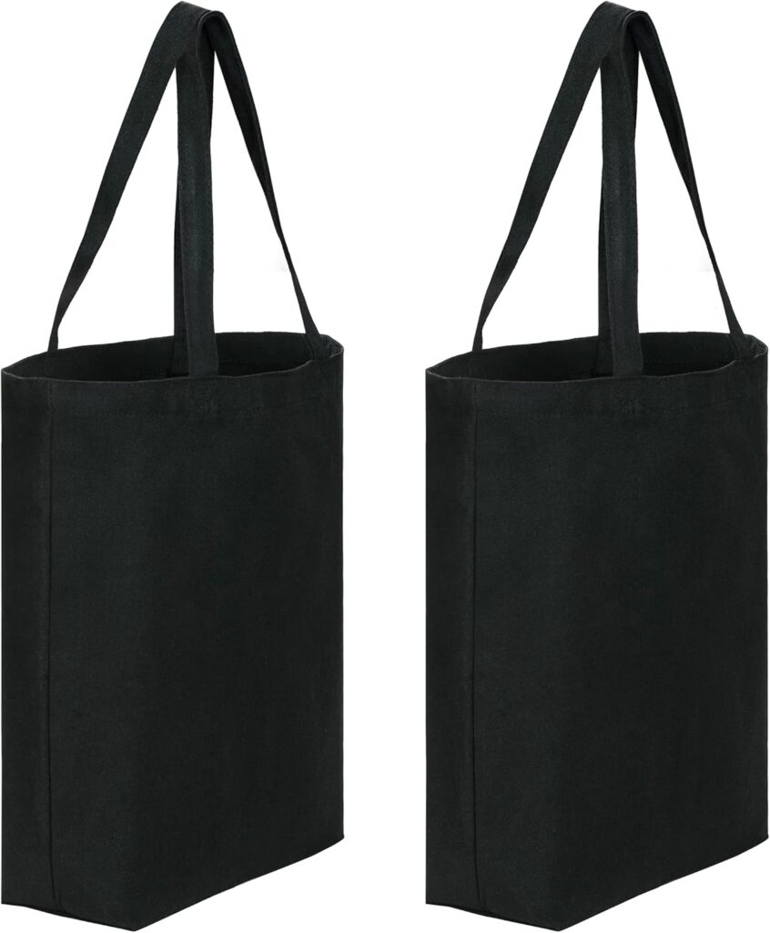Canvas Tote Bags – 2 Pcs Multi-Purpose Reusable Bags – Perfect for Grocery, Shoppping & DIY Gifts