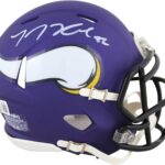 Vikings T.J. Hockenson Signed Speed Mini Helmet BAS Witnessed – Autographed NFL Mini Helmets