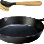 Lodge Seasoned Cast Iron Skillet with Scrub Brush- 12 inch Cast Iron Frying Pan With 10 inch Bristle Brush