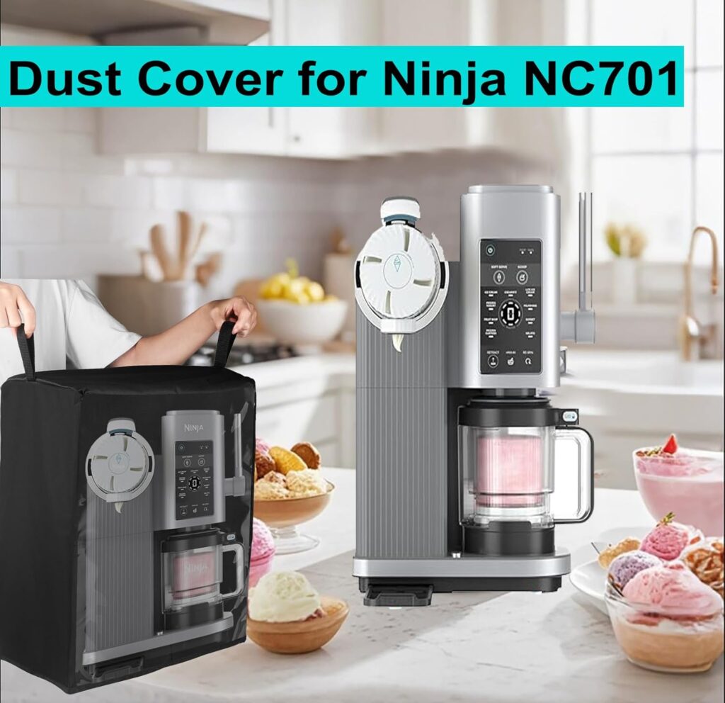 Ice Cream Machine Dust Cover for Ninja NC701 | Waterproof Dust-Proof | Translucent Style for Easy Model ID | Made of 600D Nylon | Compatible with Ninja Creami Swirl Soft Serve Maker(Dust Cover)