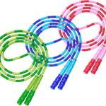 Leeboom Jump Rope, Adjustable Length Tangle-Free Segmented Soft Beaded Skipping Rope, Fitness Jump Rope for Kids, Man, and Women Weight Loss 9.2 Feet