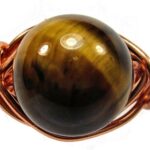 Gold Tiger Eye Gemstone Handmade Copper-Gold-Silver Solitaire Wire Wrap Womens Ring Jewelry Gift for Her Hand-Crafted in USA