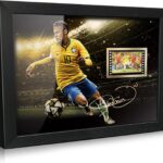 ORIMAMI Gifts for Soccer Player Neymar Jr. Fans – Sport Star Picture Desktop Framed Photo 8×6 Inches with Signed and 1x35mm Film Mini Cell Display