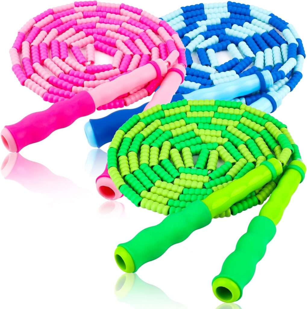 Jump Rope for Kids, 9 Ft Adjustable Jump Ropes for 4 5 6 7 8 10 12, Segmented Soft Beaded Jumping Rope Age 8-12, Tangle Free Skipping Rope for Women Man Fitness Weight Loss