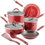 Rachael Ray Cucina Nonstick Cookware/Pots and Pans Set, 10 Piece – Cranberry Red