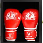 Boxing Glove Display Case Wall Mount Lockable Full Size pro UV Protected Clear Acrylic Holder Box for Baseball Boxing Signed Glove (Black – Single Glove)