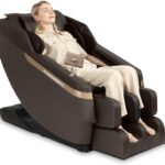Real Relax Full Body Massage Chair, Shiatsu Zero Gravity Recliner with 6 Auto Modes, Waist and Calf Heating, Foot Massage, Calfrest Extension, Bluetooth, Brown and Gold