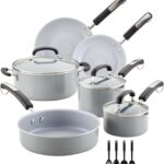 Farberware EcoAdvantage Ceramic Nonstick Cookware/Pots and Pans Set, 13 Piece – Gray