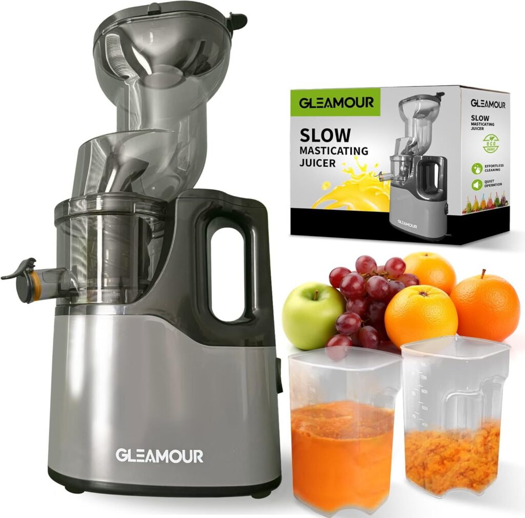 Electric Masticating Cold Press Juicer – Easy to Clean Cold Press Juicer Machine – Quiet Operation – Extra Large Chute for Whole Vegetables & Fruit