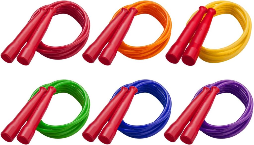 Champion Sports 7 Foot Licorice Jump Rope for Fitness, Assorted Colors – Speed Jump Ropes with Contoured Handles for Exercise, Cross Training, Boxing – Single Premium Skipping Rope for Kids, Adults