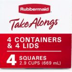 Rubbermaid TakeAlongs 2.9-Cup Square Food Storage Containers, 4-Pack, Chili Red
