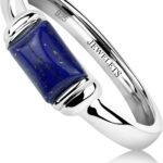 Lapis Lazuli Ring – Rectangular Signet for Men & Women – 925 Sterling Silver – Rhodium Plated – Fine Jewelry with Genuine Lapis Gemstone – Minimalist Elegant Blue Stone Ring