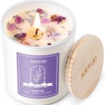 AOOVOO Lavender Scented Candles for Women – Aromatherapy Candle with Crystals Inside, 10oz Soy Candles for Home Scented, Birthday Gifts Christmas Candle for Women Mom