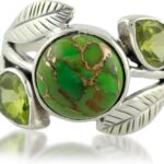 NOVICA Artisan Handmade Peridot Cocktail Ring with Composite Turquoise .925 Sterling Silver Reconstituted Green India Birthstone ‘Green Ivy’