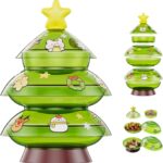 Christmas Candy Dish with Lid, Candy Platter Dish Serving Snack Box Container Decorative Plates for Xmas Holiday Party