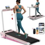 WELLFIT Foldable Treadmill with Incline, 350 LBS Capacity Walking Pad with Handle Bar, Portable Walking Pad Treadmills for Home, Under Desk Treadmill with App & Remote Control, Wide Belt, LED Display