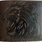 Mayan Corner – Genuine leather handcrafted wallet, bifold wallet with ID card slot, cool wallet for dad – Lion head