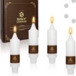 5Inch White Taper Candles Small Handmade Candlesticks Short Candle Sticks Dinner Candlesticks 4PCS for Halloween Christmas Dinner Household Wedding Party Home Décor