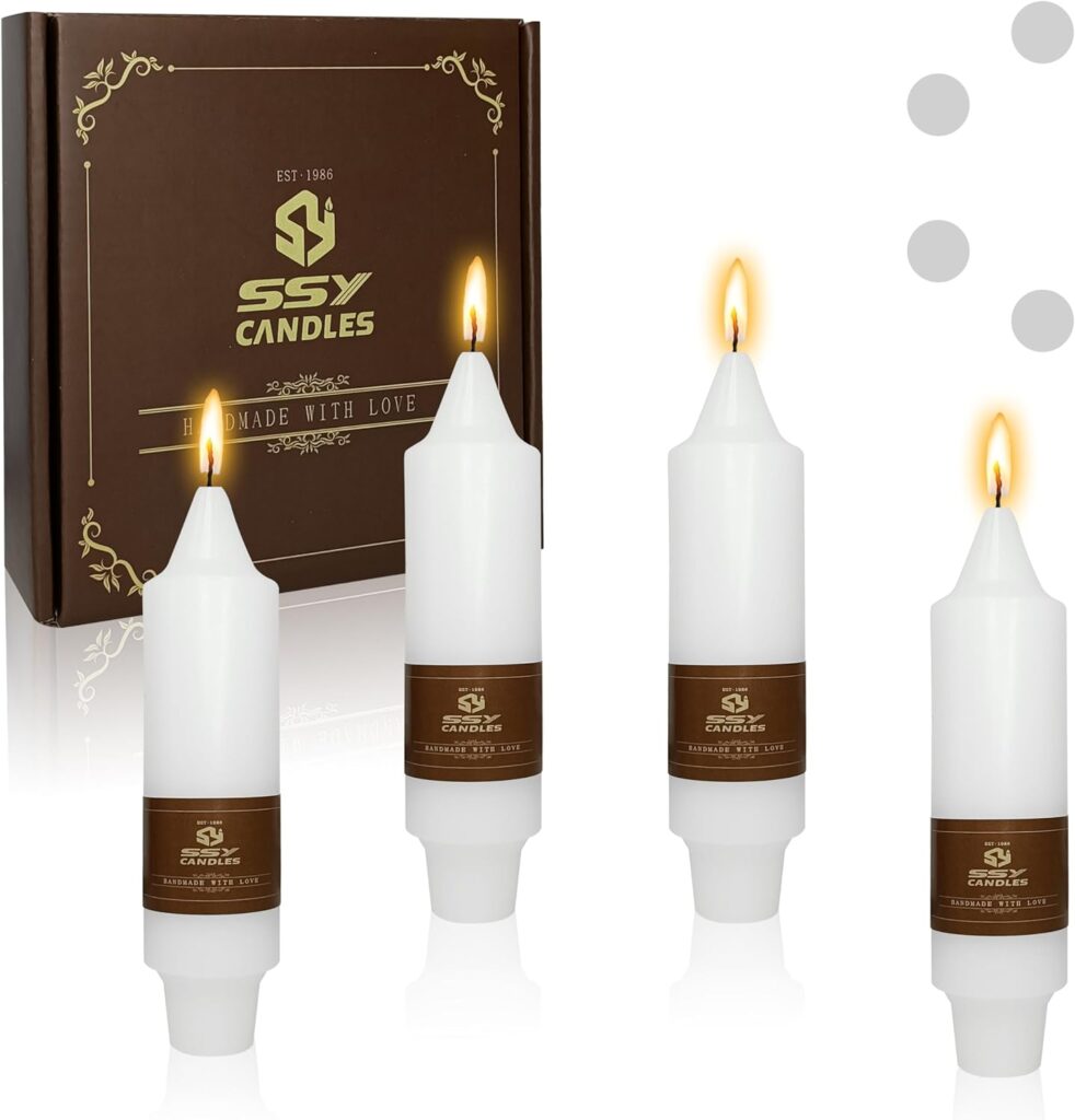 5Inch White Taper Candles Small Handmade Candlesticks Short Candle Sticks Dinner Candlesticks 4PCS for Halloween Christmas Dinner Household Wedding Party Home Décor