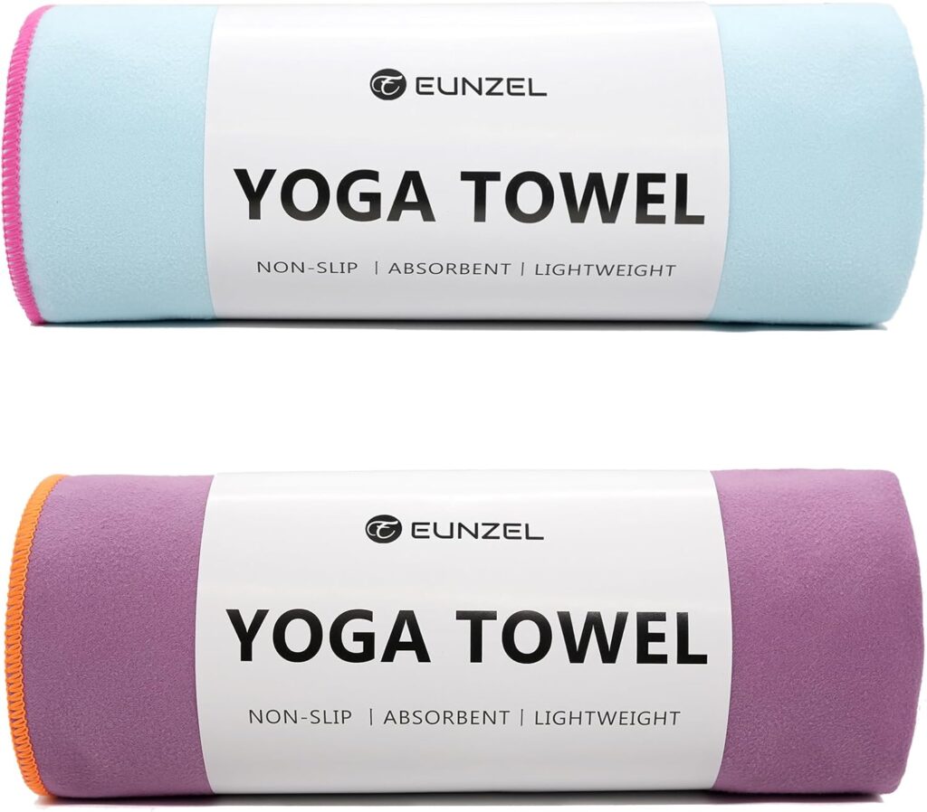 Eunzel Hot Yoga Towel Non-Slip Yoga Mat Towel Ultra-Absorbent Microfiber Towel for Hot Yoga, Pilates，Bikram and Workout 26.5″x 72″