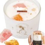 Large Crystal Candles for Women – 12oz Soy Wood Wick Candles That Crackle. Scented, Non-Toxic, Luxury Aromatherapy. Unique Meditation Spiritual Gifts for Women