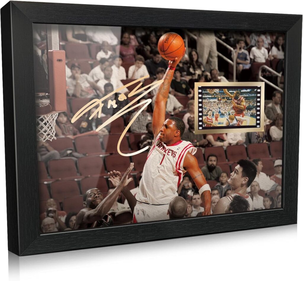 ORIMAMI Signed Basketball Tracy McGrady Picture Desktop Framed Photo Gifts 8×6 Inches,with 1x35mm Film Mini Cell Display,Basdketball Room Decor for Boys/Men