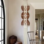 Flber Macrame Wall Hanging Brown and white Boho Wall Decor Art Living room wall art Round Handmade Geometric Lines Home Décor 11.8W x 65L