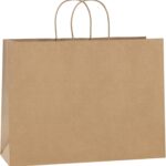 BagDream 100Pcs 16x6x12 Inches Kraft Paper Bags with Handles Bulk Shopping Bags for Gifts, Grocery, Merchandise, Recycled Large Brown Paper Sacks