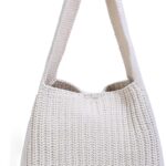 ENBEI Women’s Crochet Tote Bag Knit Shoulder bag,Aesthetic Bag,Cute Eco-Friendly Tote for Travel,Daily Use,Gift Box Packaging