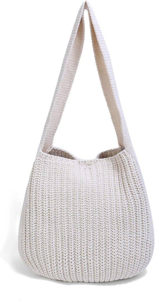 ENBEI Women’s Crochet Tote Bag Knit Shoulder bag,Aesthetic Bag,Cute Eco-Friendly Tote for Travel,Daily Use,Gift Box Packaging