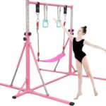 Foldable Gymnastics Bar,5FT Horizontal bar,Adjustable Kids Training bar for Kids Ages 3-15,Kids Gymnastics bar,Triangle Stable Structure-Gym Equipment for Home