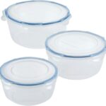 LocknLock Easy Essentials Food Storage lids/Airtight containers/Stackable, BPA Free, 6 Piece, Clear