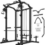 C11 Multi-Function Power Rack, 2000 lbs Power Cage with Adjustable Cable Crossover System and More Training Attachment, All-in-One Squat Rack with Dual Pulley System