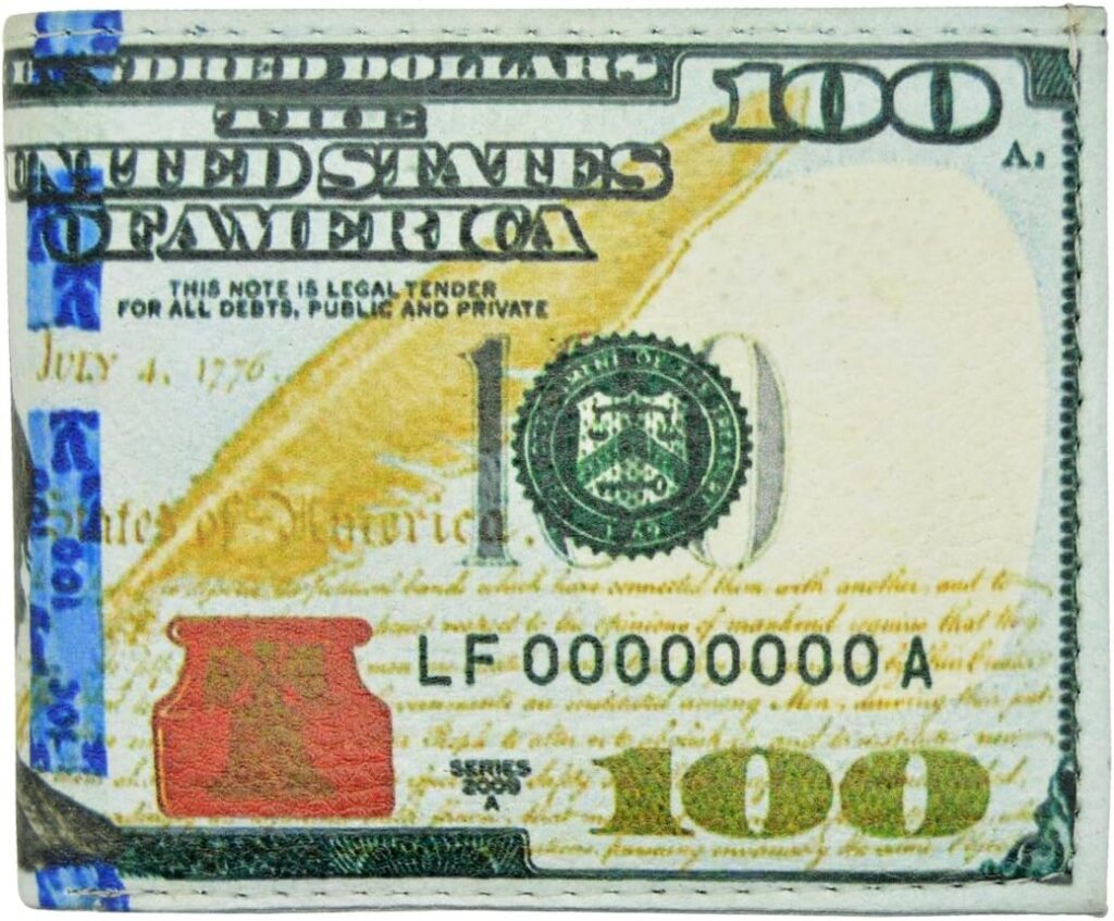 Men’s Handcrafted Faux Leather Flip ID Bifold Wallet New Hundred Dollar Bill