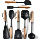 Exquisite Silicone Cooking Utensils Set – Non-Toxic, Heat-Resistant Kitchen Utensils Set with Food-Grade Silicone & Wood Handles – Includes Spatula & Spoon for Non-Stick Cookware, Black