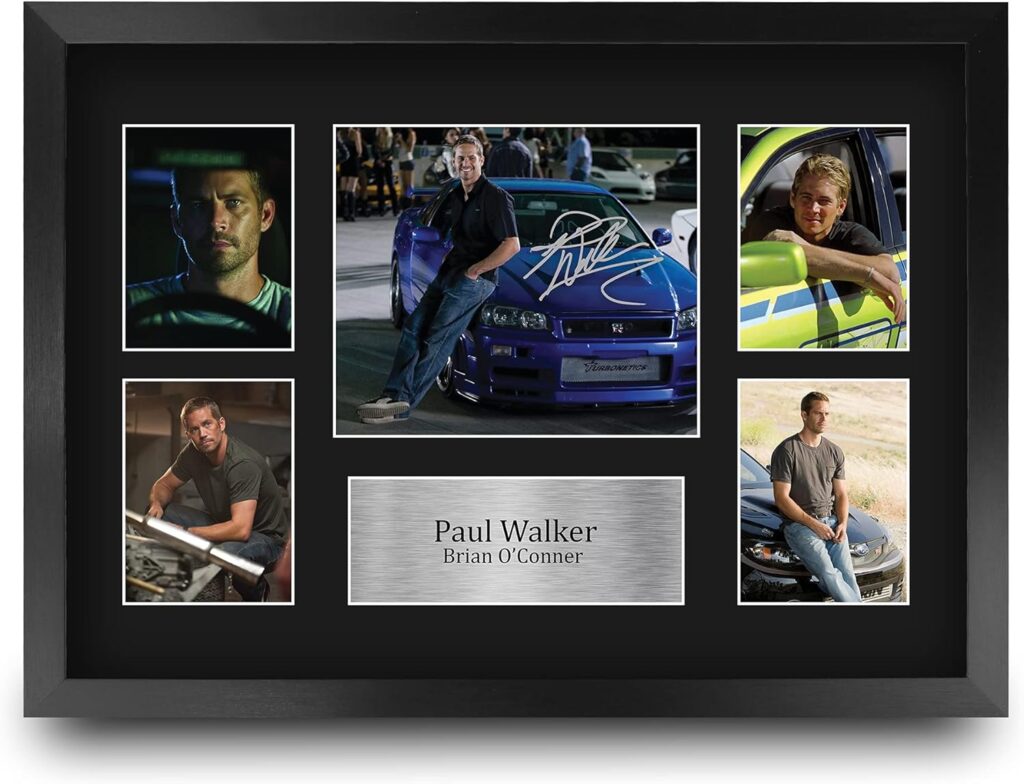 HWC Trading Paul Walker Fast and Furious 16 x 12 inch (A3) Printed Gifts Signed Autograph Picture Display for Movie Memorabilia Fans – 16″ x 12″ Framed
