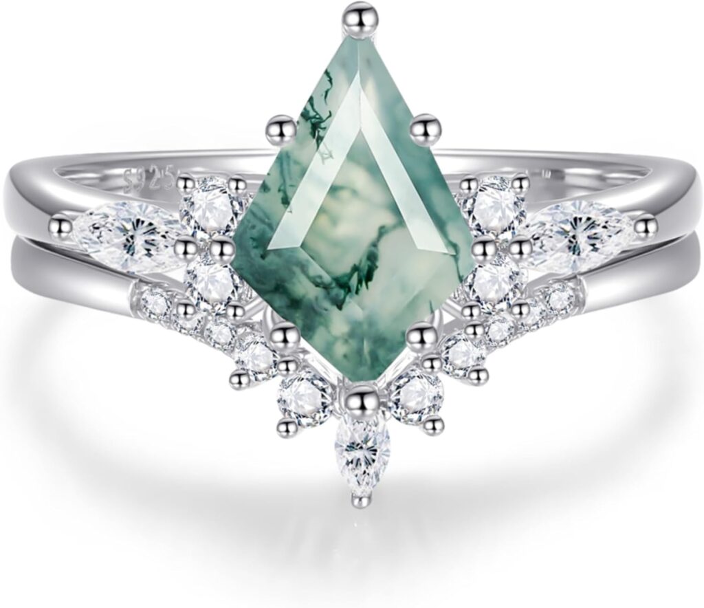 Natural Gemstone Rings Sterling Silver Engagement Rings for Women Kite Cut Lapis Lazuli Wedding Rings Lapis Lazuli Promise Ring Gift For Valentine’s Day Size 5-9