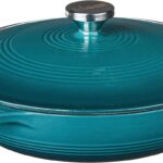 Lodge 3.6 Quart Enameled Cast Iron Covered Casserole with Lid – Dual Handles – Oven Safe up to 500° F or on Stovetop – Use to Marinate, Cook, Bake, Refrigerate and Serve – Lagoon