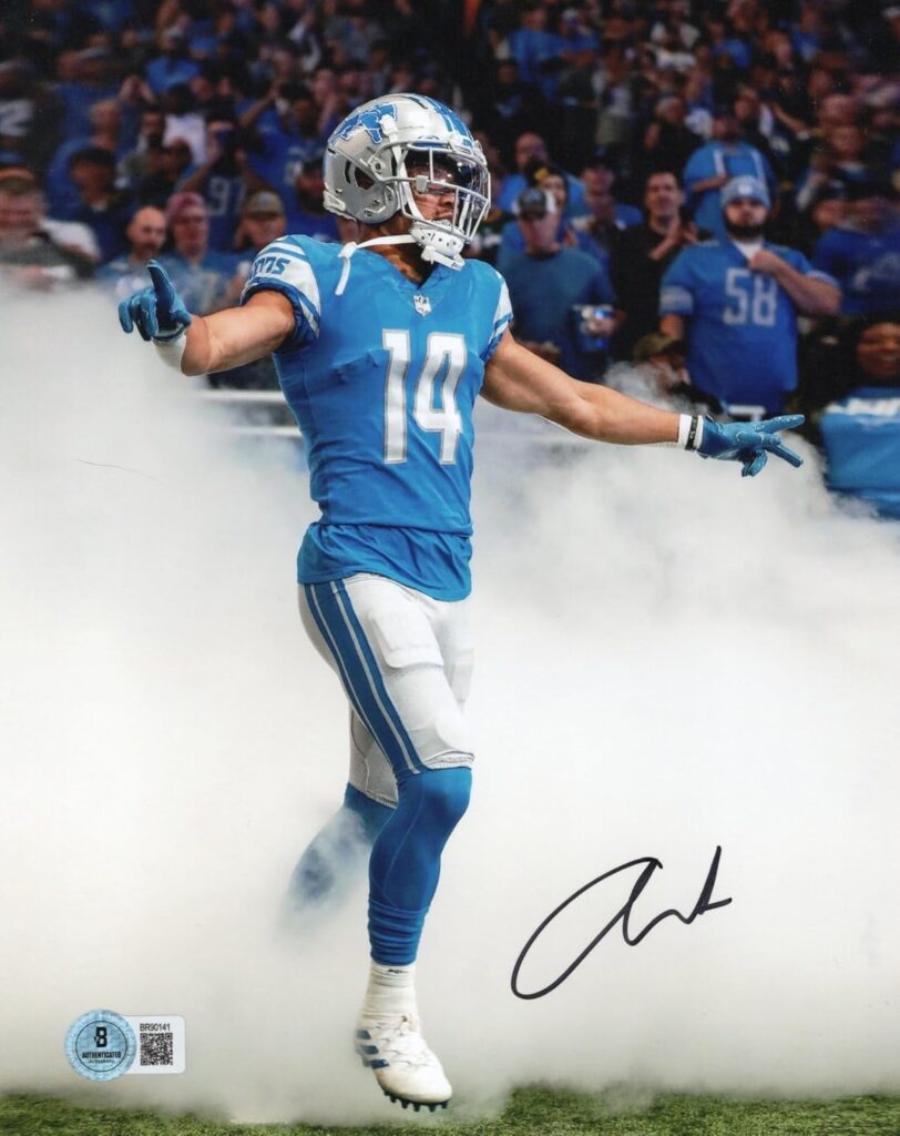 Amon Ra St Brown Autographed Signed DETROIT LIONS 8×10 Photo Beckett BAS