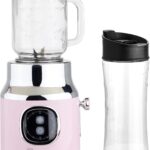 CULINARY CHEF Retro Smoothie Maker Blender with Mason Jar, Perfect for Shakes and Smoothies, 300-Watt, PINK