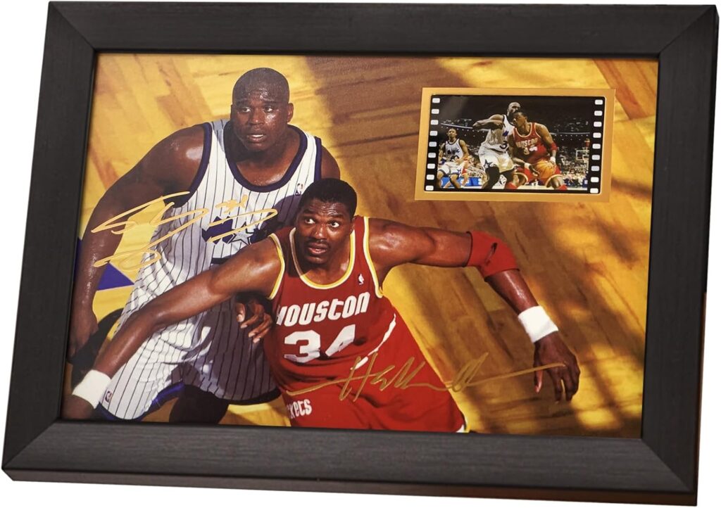 veratwo Signed The Dream Olajuwon Basketball Poster Framed Photo Gifts 8×6 Inches,with 1x 35mm Film Display,Cool Basketball Memorabilia Decor for Boy’s Room